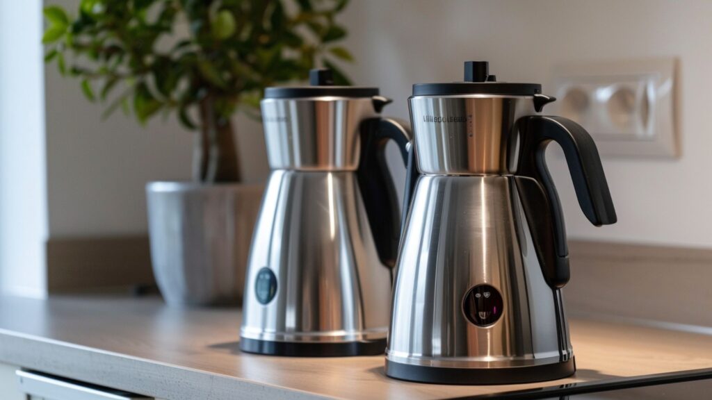 Philips Café Gaia vs Melitta Enjoy Top Therm als markenfreies Symbolbild für den Vergleich zweier Filterkaffeemaschinen mit Thermoskanne