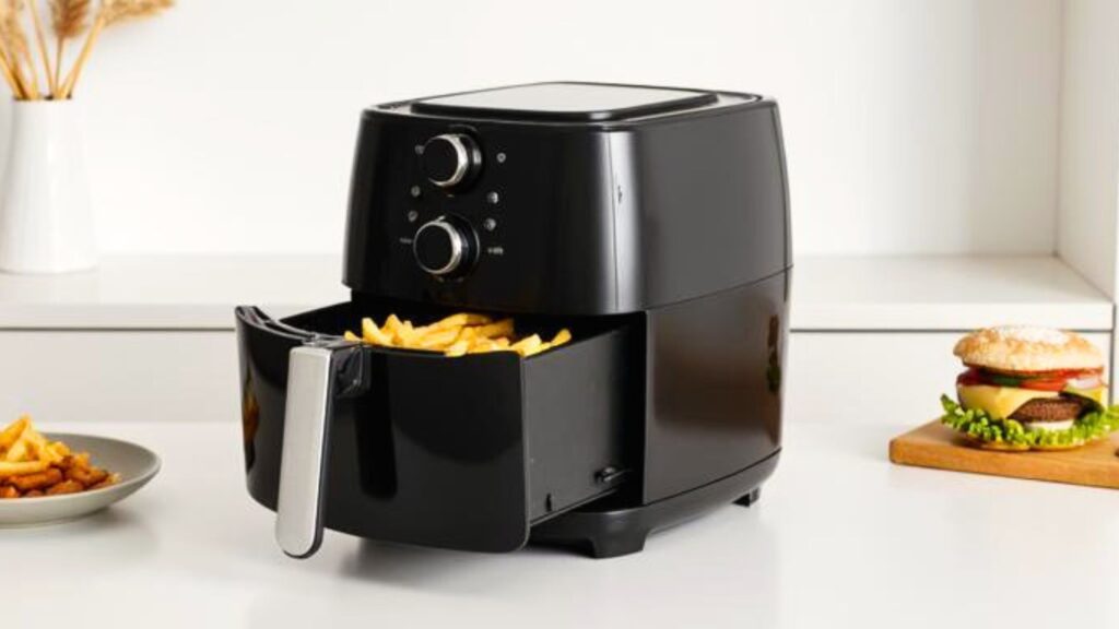 Generisches Hero-Bild eines großen Dual-Zone-Airfryers auf einer modernen Küchentheke