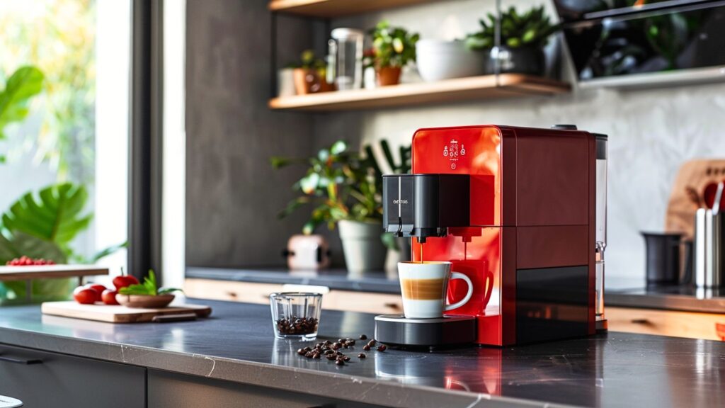 Generisches Bild mit Kaffeekapseln und abnehmbarem Wassertank als Symbolbild für den Lieferumfang einer kompakten Kapselmaschine