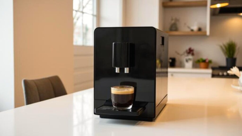 Markenfreier Kaffeevollautomat auf moderner Küchenarbeitsfläche als Symbolbild für den Philips 2200 Series Kaffeevollautomat Review.