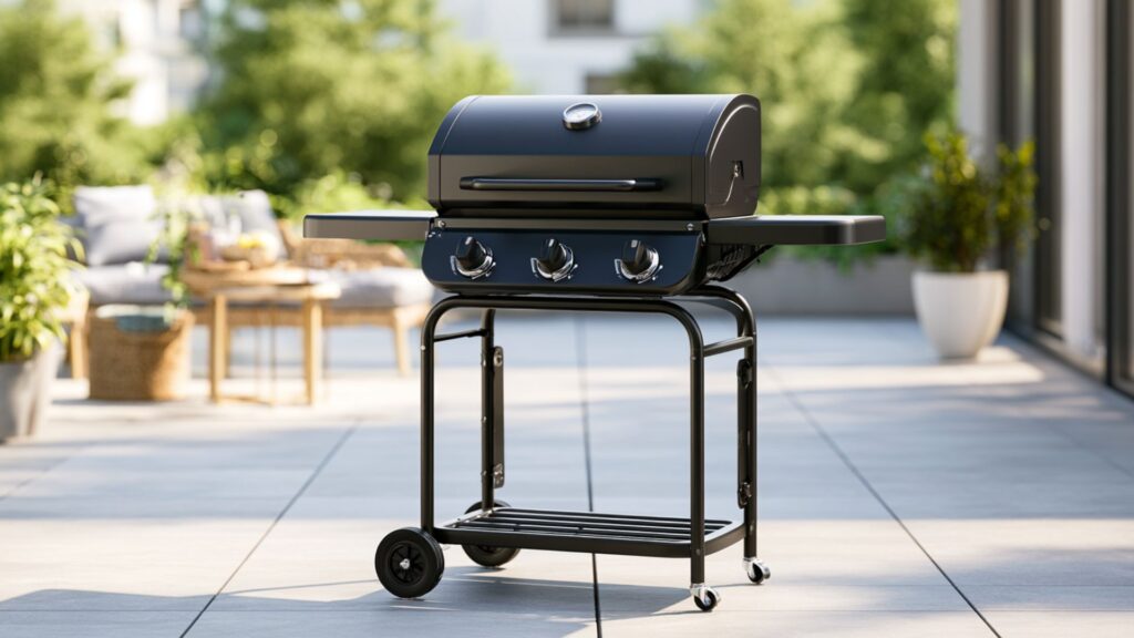 Onlyfire BBQ Gasgrill Grillwagen auf einer Terrasse