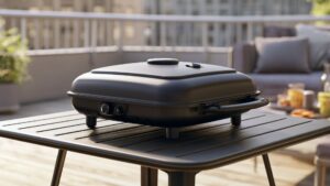 RÖSLE Gasgrill BBQ-Portable auf einer Terrasse