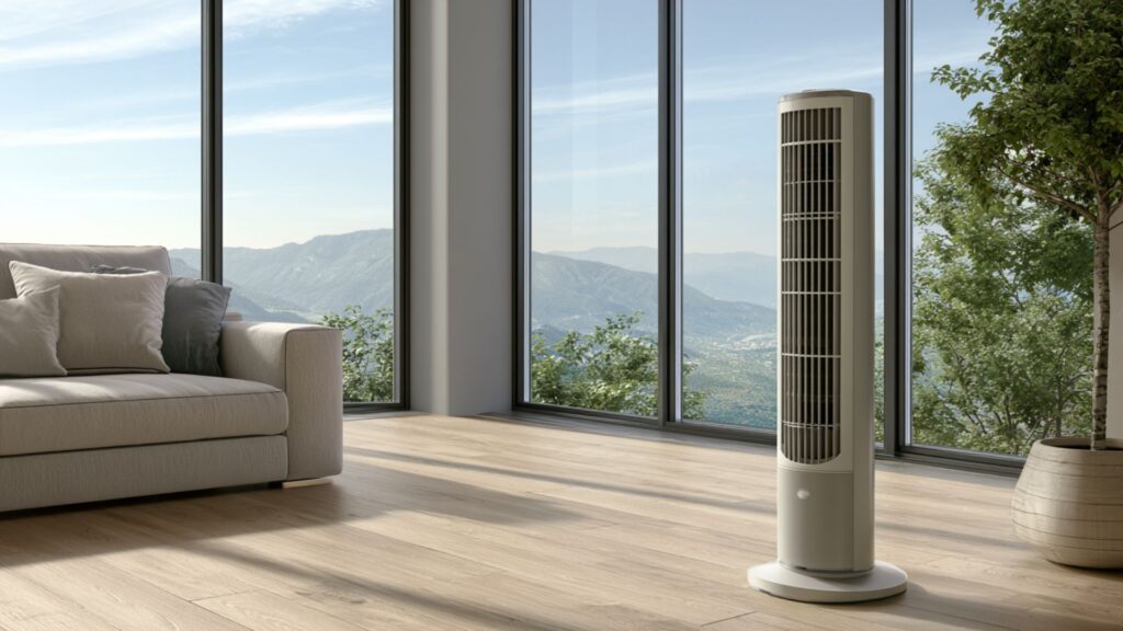 Turmventilator kaufen: schlanker Ventilator im Wohnraum